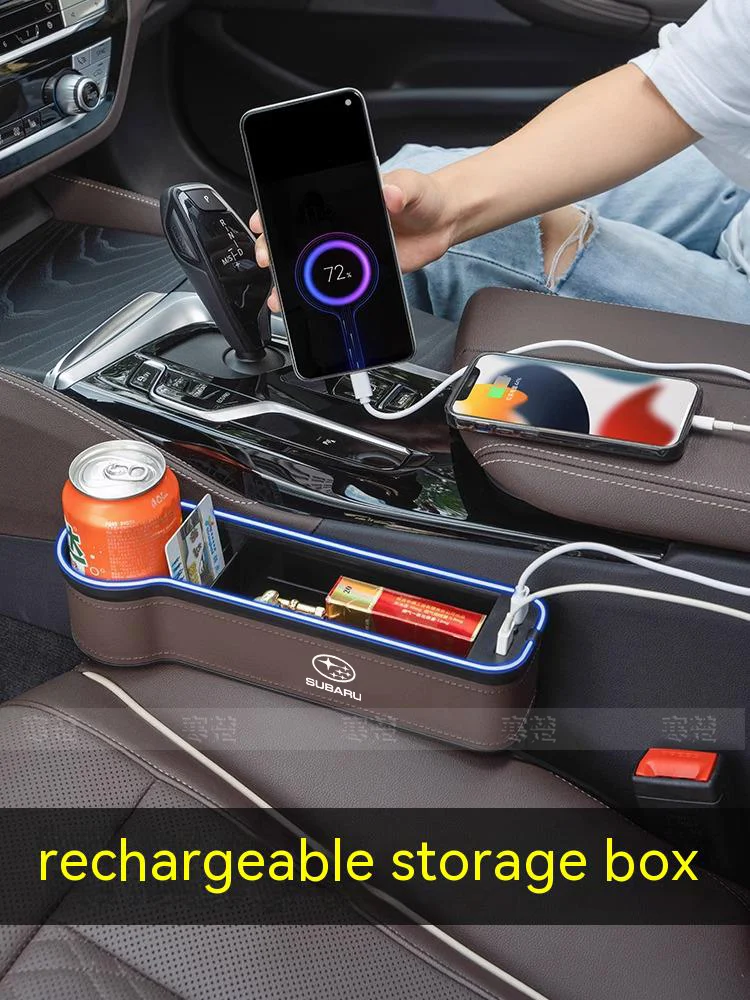 Car Sewn Seat Gap Crevice Slot Storage Box light USB Charging For Subaru STI Outback Brz Wrx Xv Ascent Forester Impreza Legacy thumbnail 3