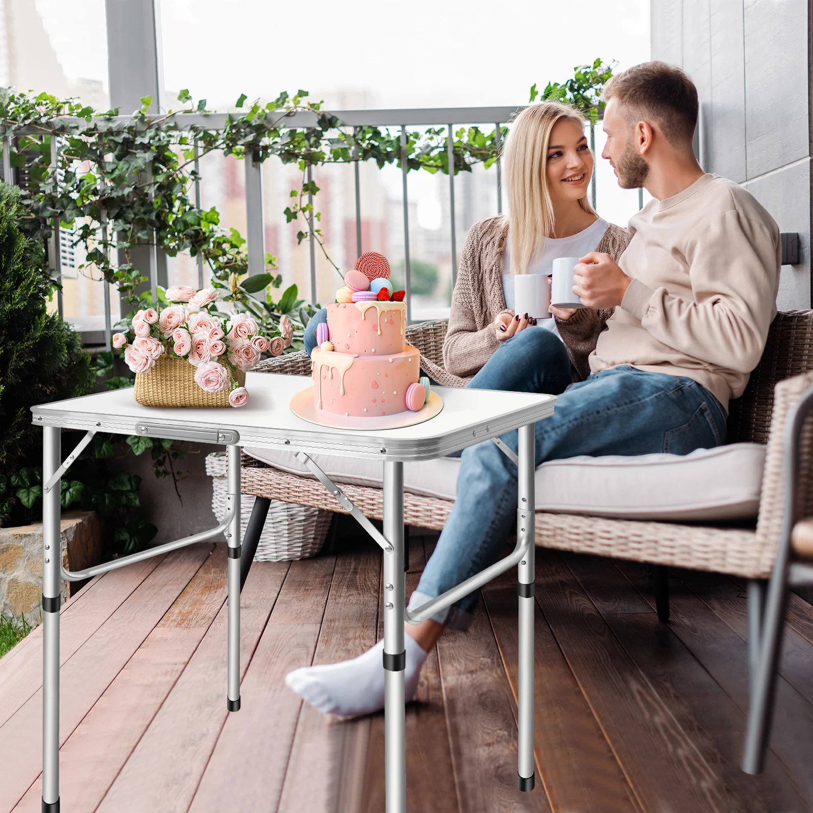 Folding Picnic Table Outdoor,Folding computer table for Homework Compact Handy Camping Table Garden Party BBQ,Multi-Purpose thumbnail 6