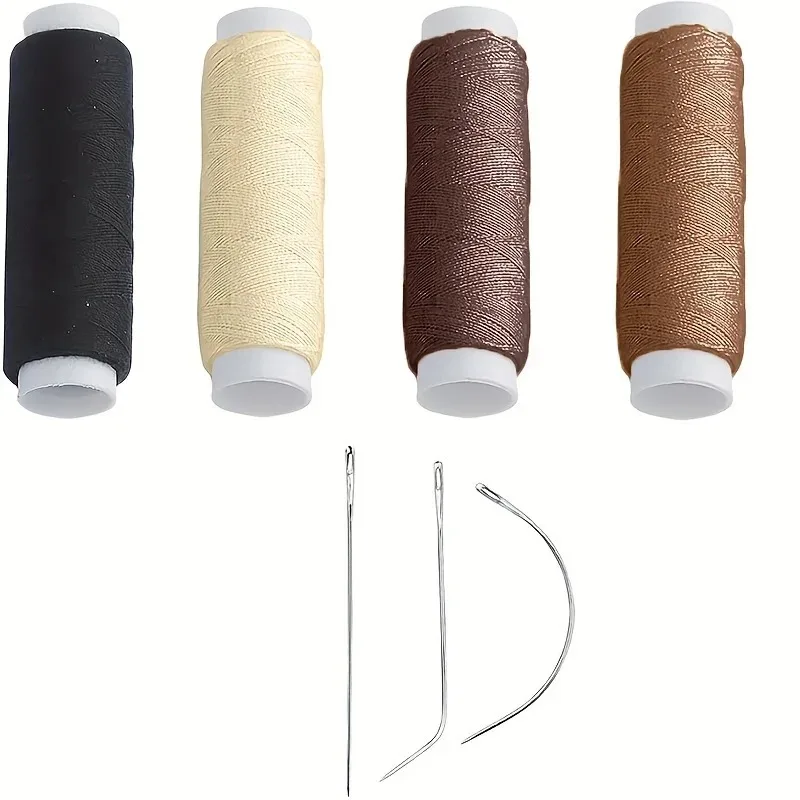 4 colors Nylon Hair Track Weft Weave Sew Thread + Needle J+I+C For Clip In Extensions Wig Tools for Hair Extension Accessories thumbnail 2