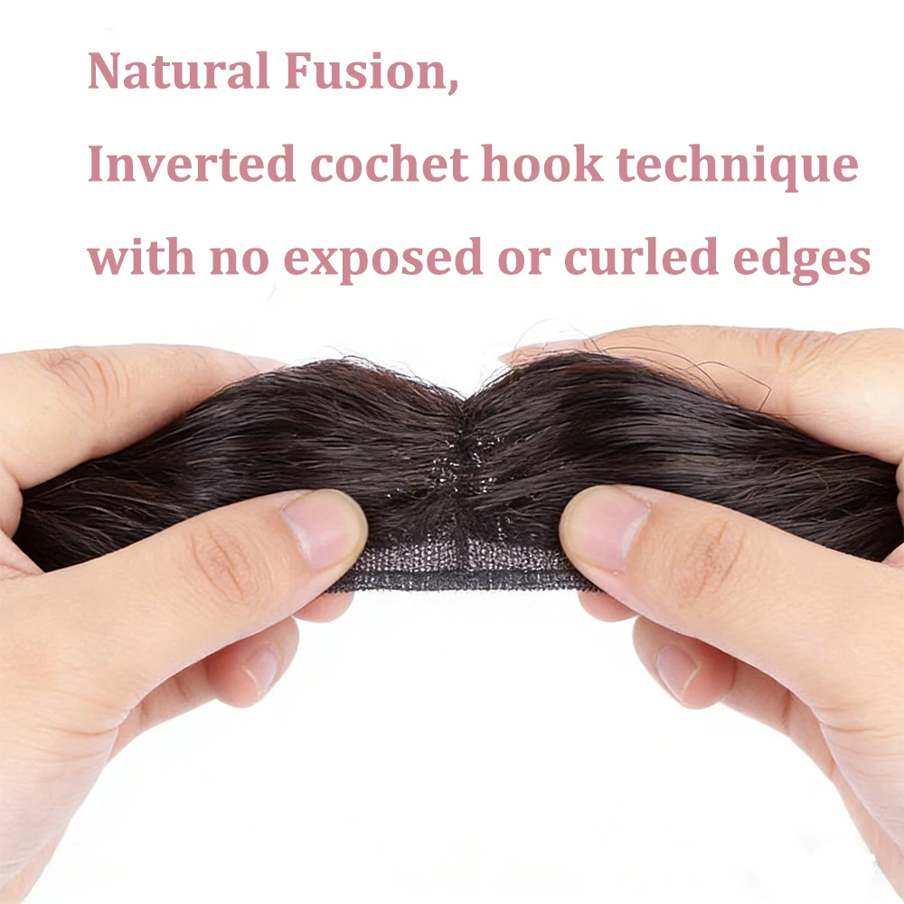 30 CM Short Wavy Hair Topper Replacement Hairpiece 9X14cm Short Clip in Curly Human Hair Topper Women for with Thinning Hair thumbnail 3