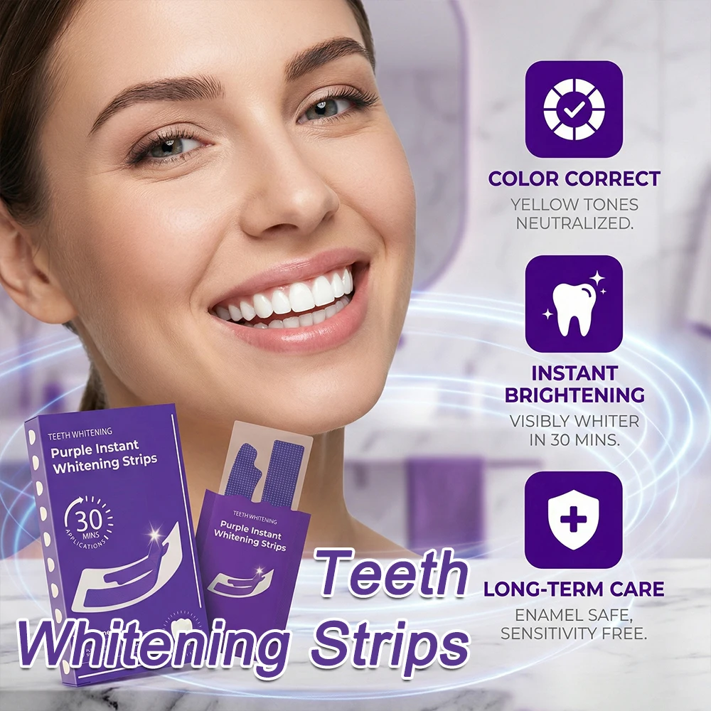 Purple Teeth Whitening Strip No Sensitive Teeth Bleaching Strip Colour Corrector Instant Teeth Clean Strip,At-Home Teeth Whiter thumbnail 3