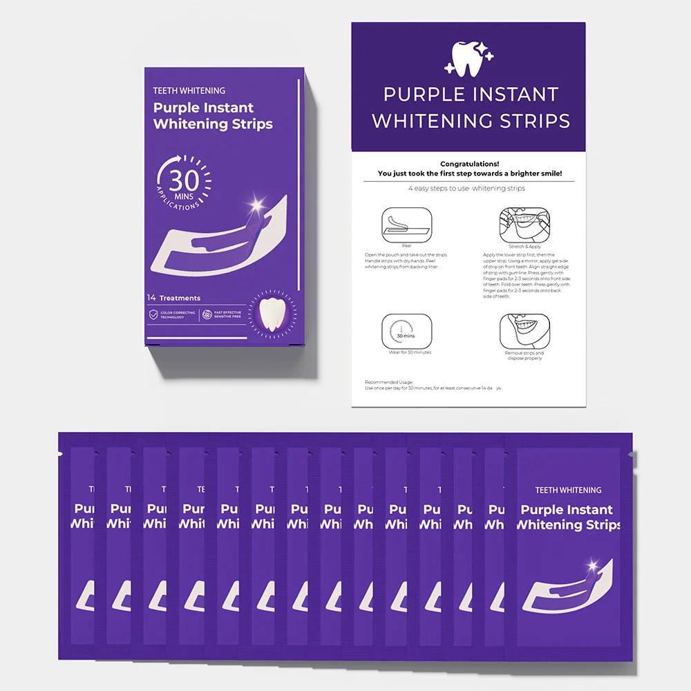 Purple Teeth Whitening Strip No Sensitive Teeth Bleaching Strip Colour Corrector Instant Teeth Clean Strip,At-Home Teeth Whiter thumbnail 6