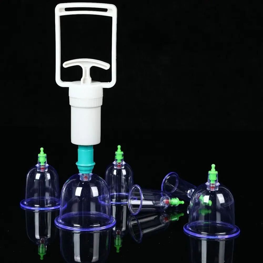 8Pcs/Set Anti-cellulite Vacuum Cupping Cans Dry Wet Type Body Therapy Suction Cup Non-Glass 6 Cups