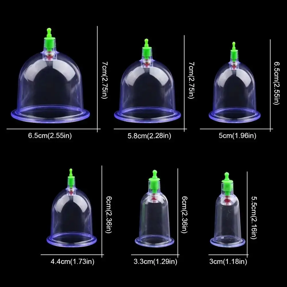 8Pcs/Set Anti-cellulite Vacuum Cupping Cans Dry Wet Type Body Therapy Suction Cup Non-Glass 6 Cups thumbnail 6