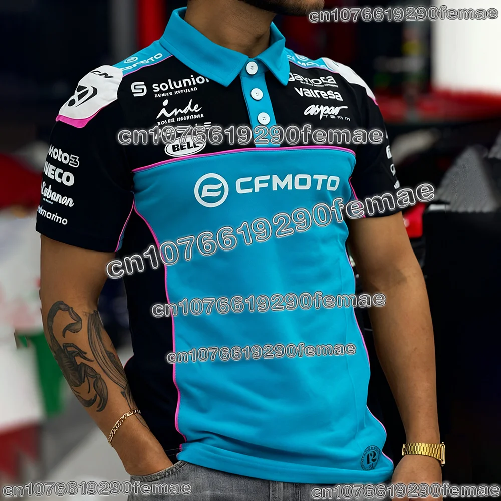 CFMOTO Racing Motorcycle Team Polo Shirt High Performance Breathable Fabric Biker Racing Sports Casual Tee For Daily Wear