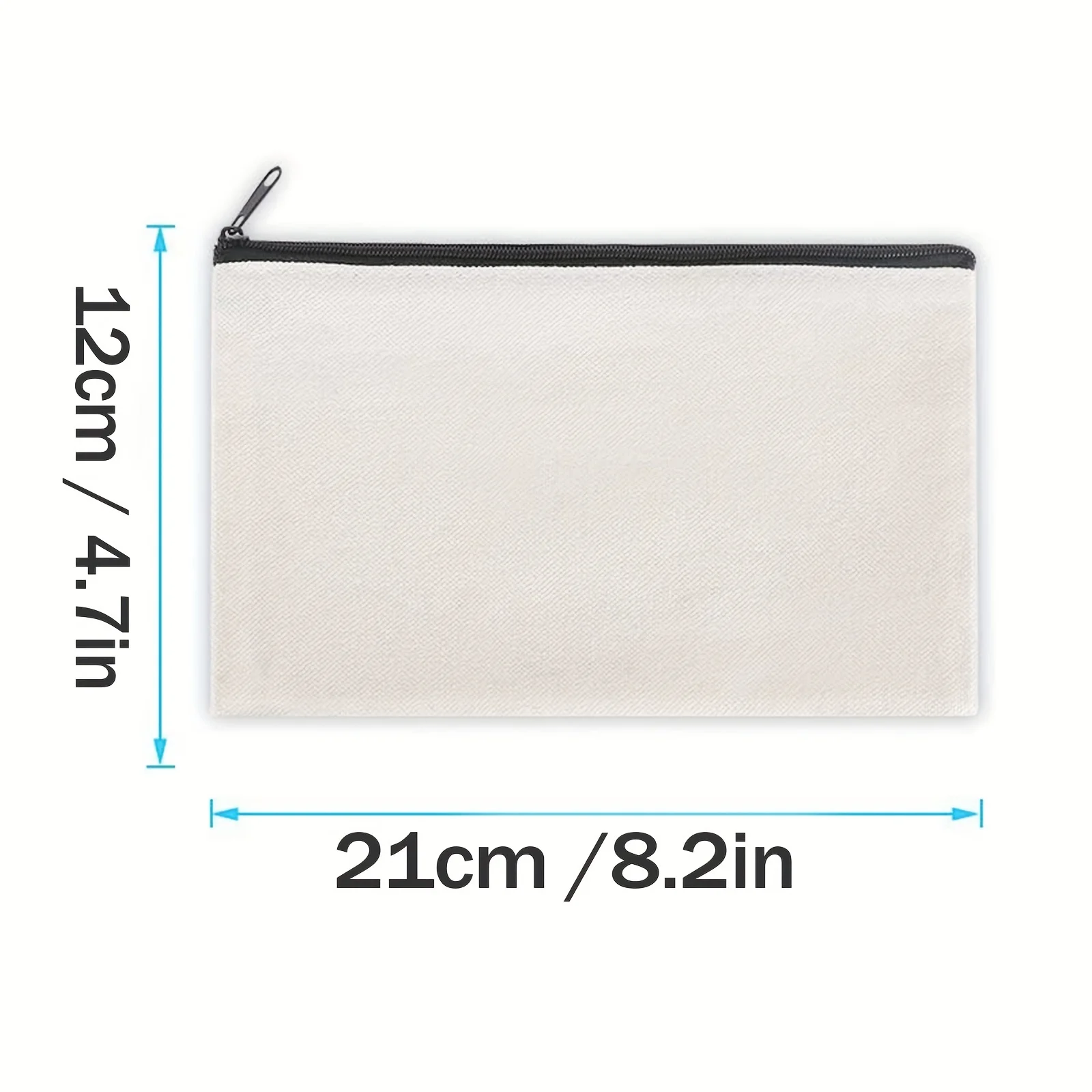 10pcs Blank Sublimation Canvas Zipper Bags with Clear Window, DIY Heat Transfer Pencil Pouches for Craft Storage thumbnail 2