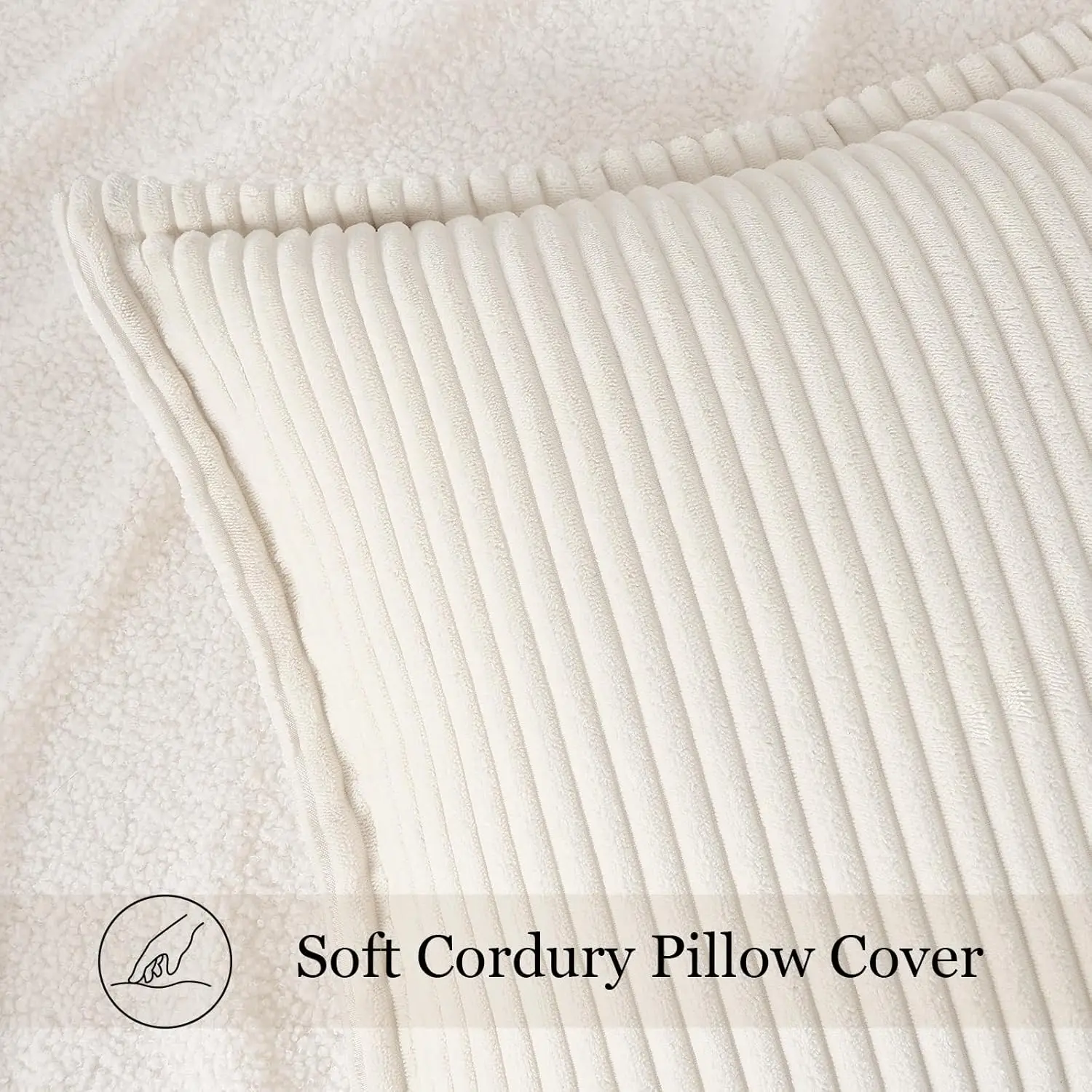 BORELIS Corduroy Spring Throw Pillow Covers Set of 2 Neutral Decorative Soft Boho Couch Pillow Covers Soft Fuzzy Pillow Cases thumbnail 5