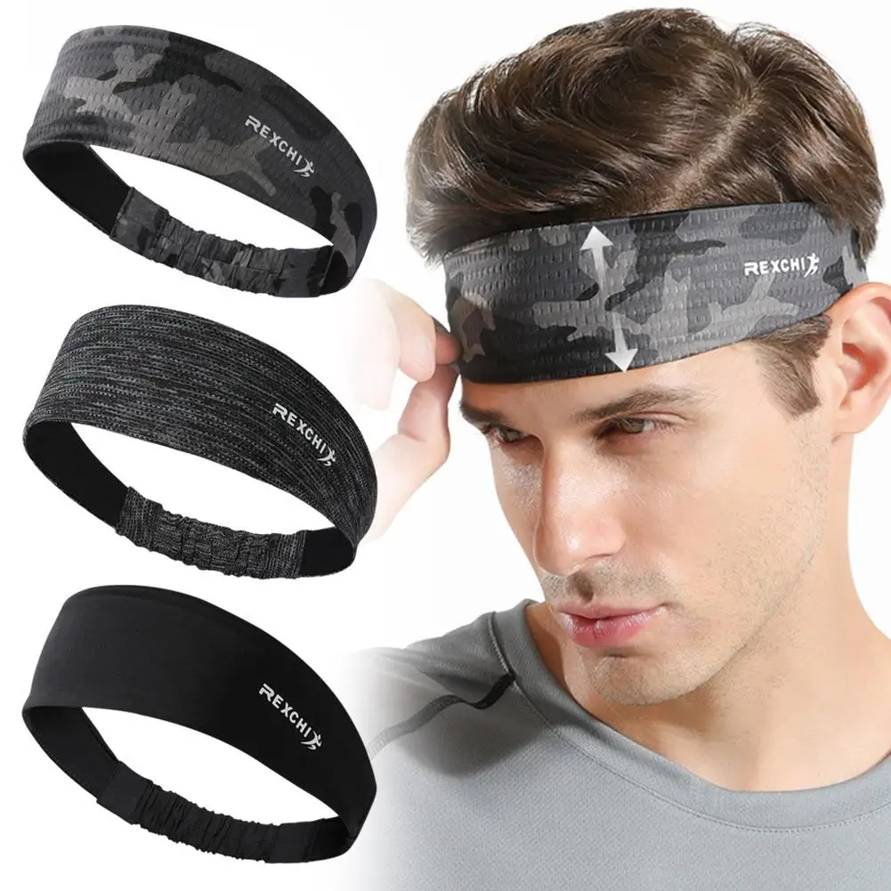 Breathable Ice Silk Sweatband For Men High Elastic Headband Sports Head Wrap Outdoor Cycling Sweat-absorbing Headband Wristband thumbnail 3