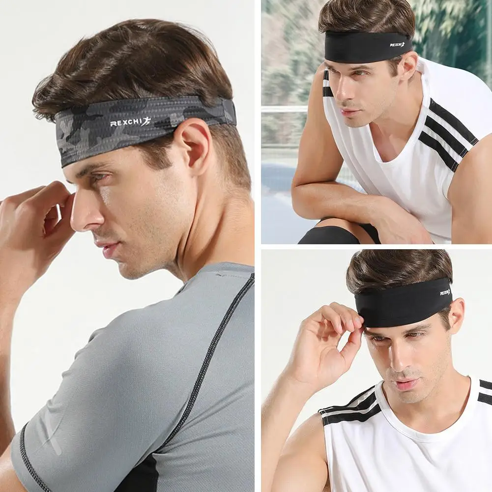 Breathable Ice Silk Sweatband For Men High Elastic Headband Sports Head Wrap Outdoor Cycling Sweat-absorbing Headband Wristband thumbnail 2