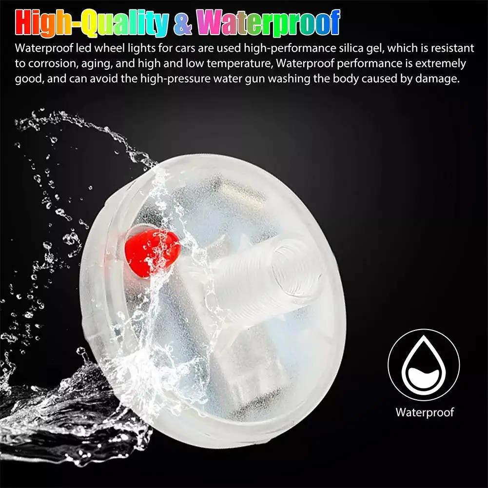 Solar Tire Light Car Tire Valve Stems Lights with 15 Flash Modes Auto on/Off Waterproof High-Temperature Resistant Wheel Decor thumbnail 3