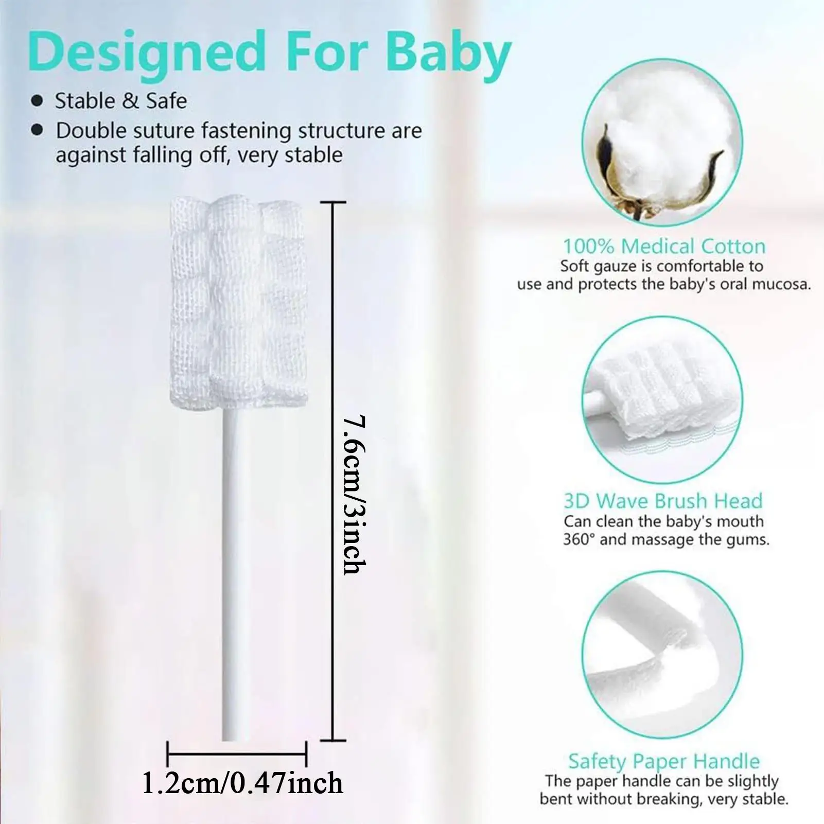 Baby Tongue Brush Mouth Care Cleaning Stick Gauze Soft Hygienic Cleaner Toothbrush for Baby Grooming Teeth Tongue Care Home thumbnail 6