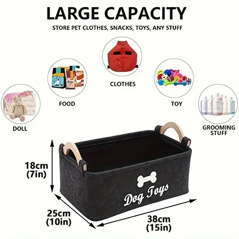 Felt pet toy box, dog toy box, storage basket box - perfect for organizing pets thumbnail 2