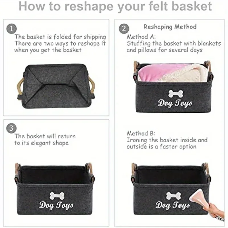 Felt pet toy box, dog toy box, storage basket box - perfect for organizing pets thumbnail 4