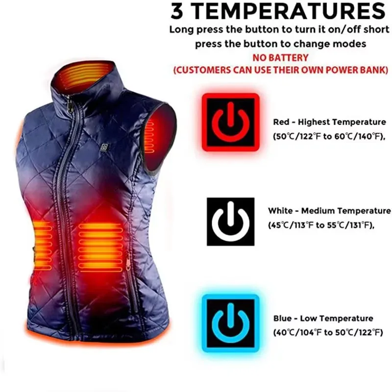 Women Heating Vest Autumn and Winter Cotton Vest USB Infrared Electric Heating suit Women Flexible Thermal Winter Warm Jacket thumbnail 5