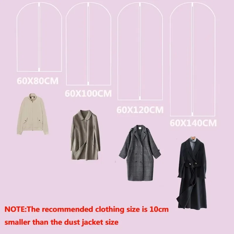 Dust Proof Garment Protector Cover Bag Suit Coat Wedding Dress Cover Fully Enclosed Clothes Cover With Zipper Hanging Cloth Bag thumbnail 6