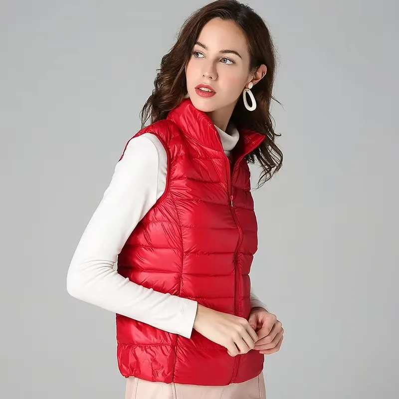 Women Sleeveless Vest Jackets Winter Fashion Male Cotton-Padded Vest Coats women Stand Collar Warm Waistcoats Clothing thumbnail 4