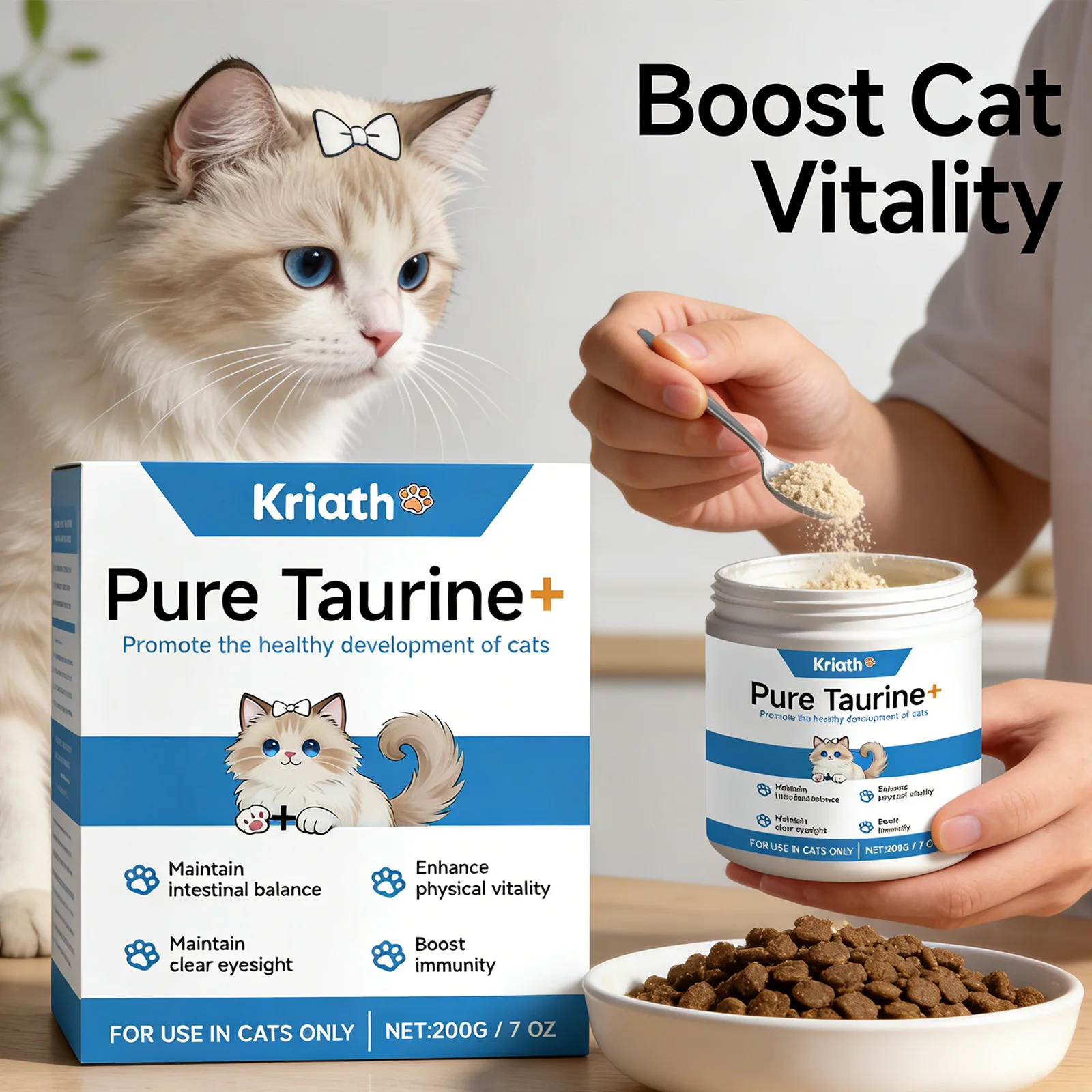 Cats Taurine Powder Supporting Heart Health Maintaining Normal Visual Functions Rich in Nutrients Kitten Daily Care Supplements thumbnail 2