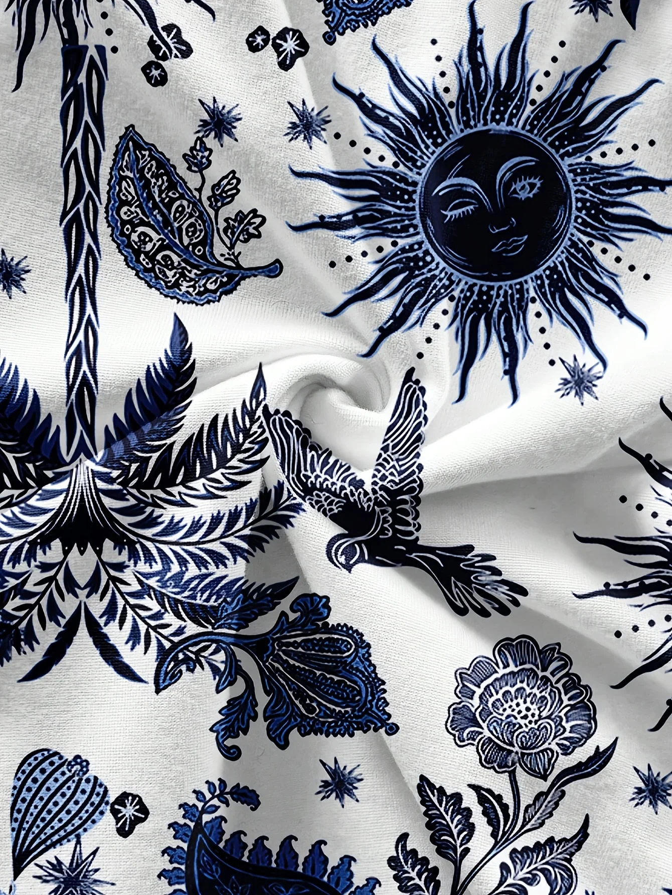 Women's summer vacation coconut tree and Sun God cashew print 2-piece set, suitable for vacation, summer, and fashionable spring thumbnail 4