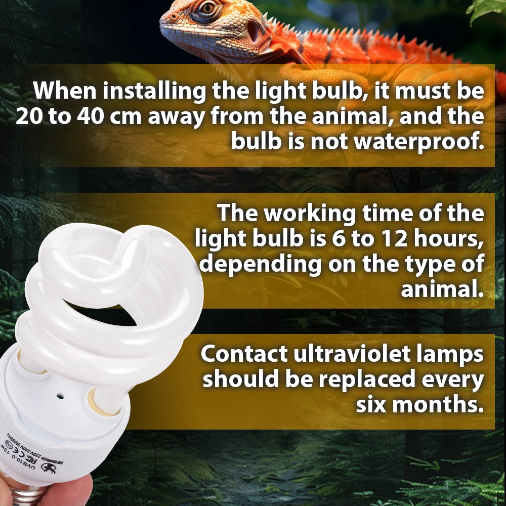 13W Pet box lamp 10.0UVB Pet climbing lamp Pet Heating Lamp for Basking Light Turtle Lizard Snake Amphibians Lighting fixture thumbnail 4
