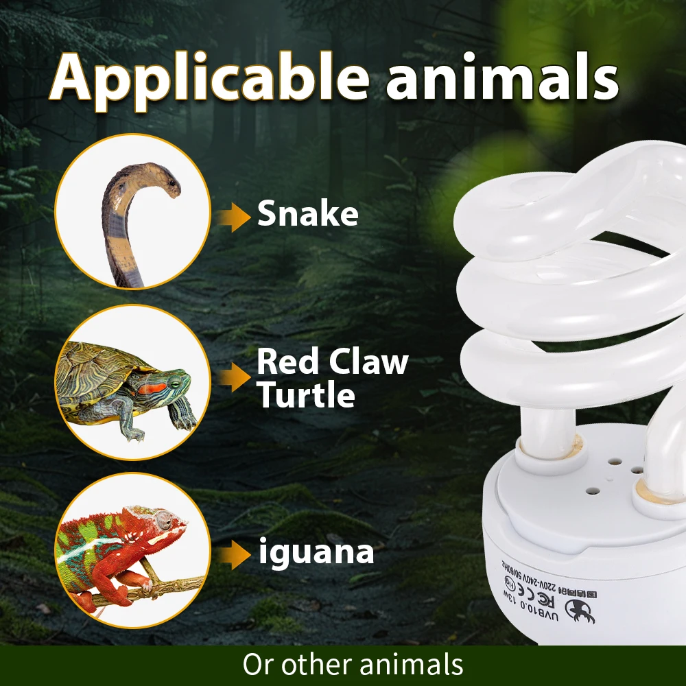 13W Pet box lamp 10.0UVB Pet climbing lamp Pet Heating Lamp for Basking Light Turtle Lizard Snake Amphibians Lighting fixture thumbnail 3