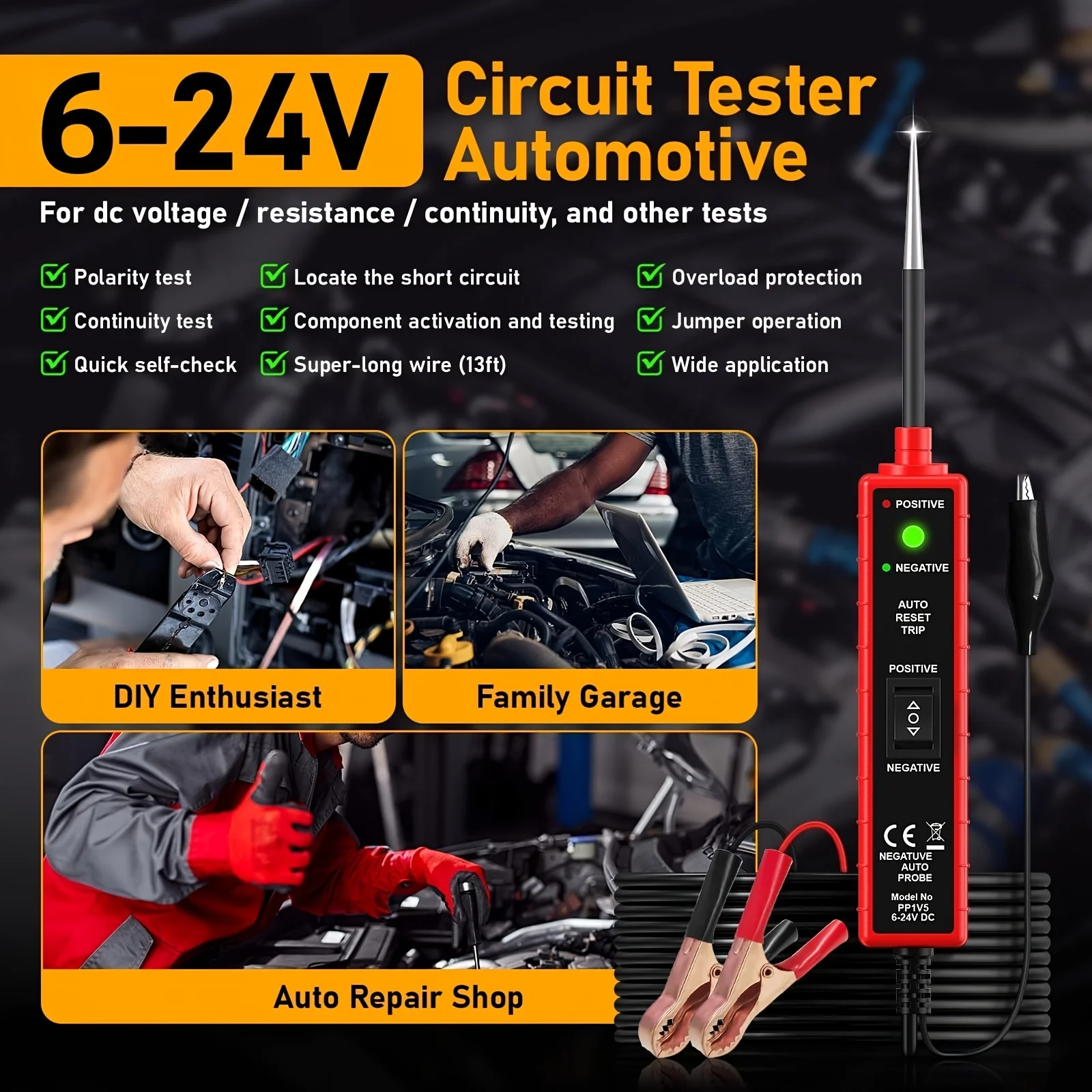 High-Performance Multifunctional Automotive Circuit Tester and Drive Detector—Digital Display, Adjustable Resistance, Ergonomic Design, for Electrical System Diagnostics, Circuit Switch Inspection, and Vehicle Maintenance thumbnail 5