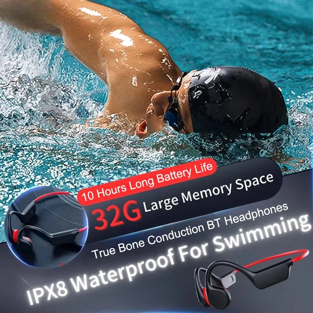 Bone Conduction Headset IPX8 MP3 32GB Bluetooth 5.3 Wireless Swimming Headset With Microphone Waterproof Exercise Fitness 2026 thumbnail 2