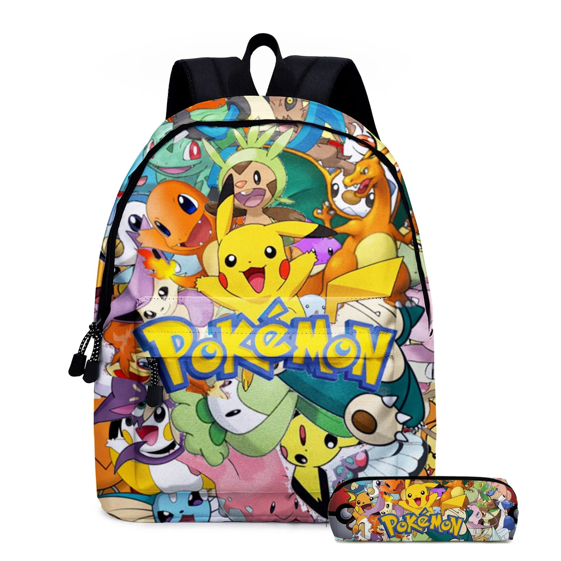 Pikachu Cartoon Backpack Pokemon Student School Bag Pencil Bag Cartoon SchoolBag Mochila  Anime Pikachus Backpack with Lunch Bag