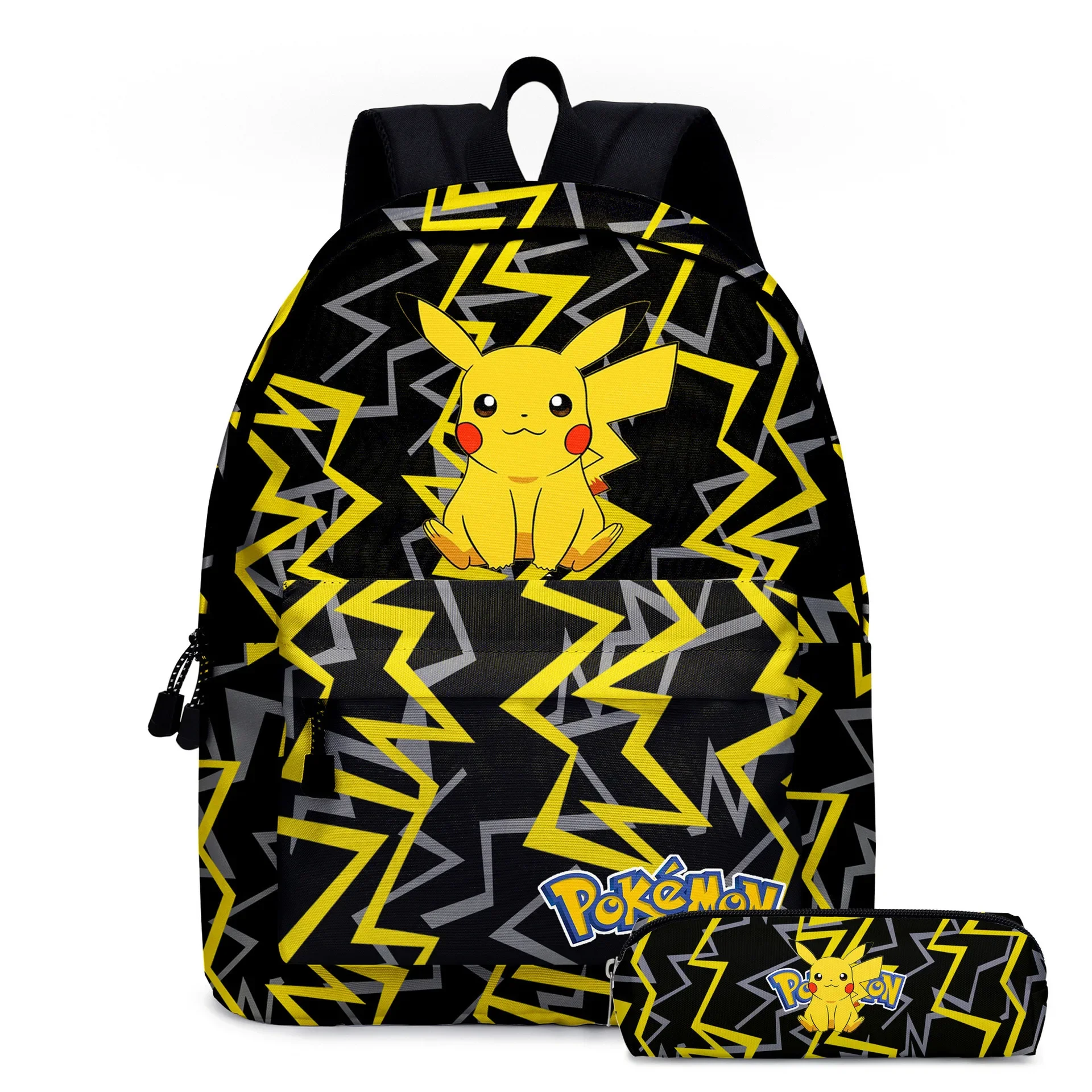 Pikachu Cartoon Backpack Pokemon Student School Bag Pencil Bag Cartoon SchoolBag Mochila  Anime Pikachus Backpack with Lunch Bag thumbnail 3