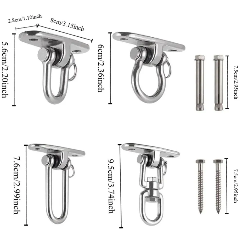360 Rotating Swing Hangers Set Hanging Brackets 304 Stainless Steel Hammock Chair Hooks Ceiling Wall Mount Heavy Duty thumbnail 6