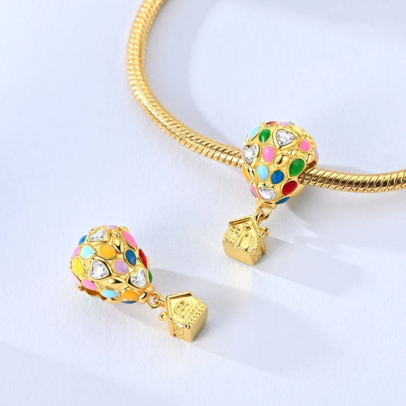 Original 925 Silver Gold Charms Beads Fit Bracelet DIY Ballet Shoes Firefly Airplane Pendant for Woman Jewelry thumbnail 2