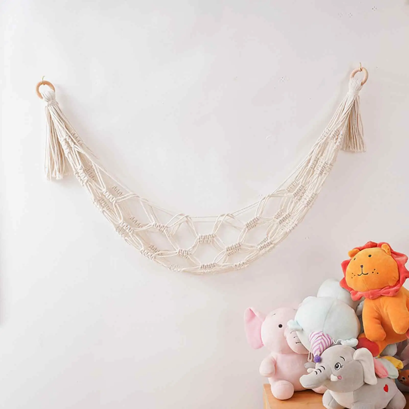 Hammock for Stuffed Animals Toy Net Wall-Mounted Corner Holder Organizer Storage for Playroom Nursery Dorm Bedroom Decor