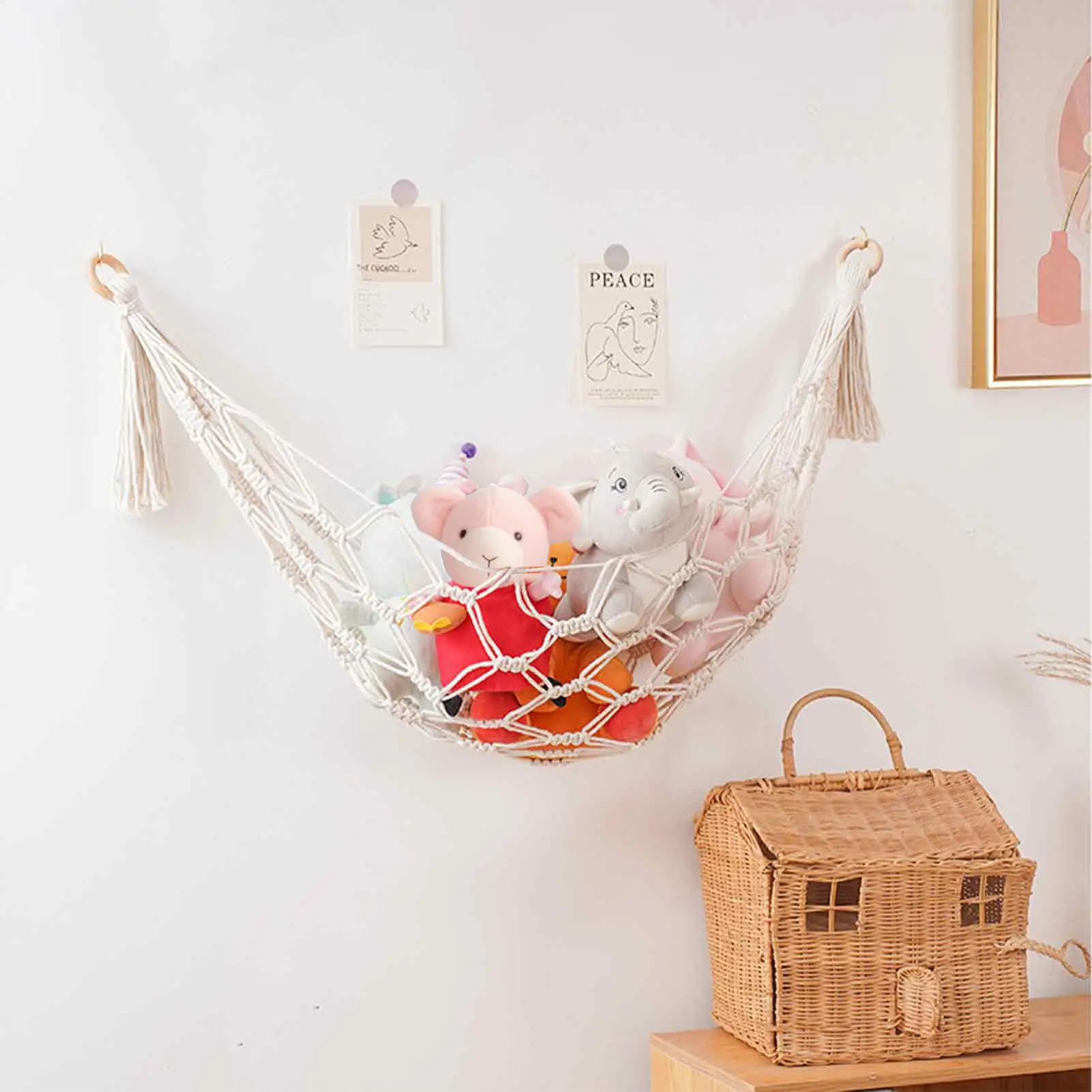 Hammock for Stuffed Animals Toy Net Wall-Mounted Corner Holder Organizer Storage for Playroom Nursery Dorm Bedroom Decor thumbnail 3