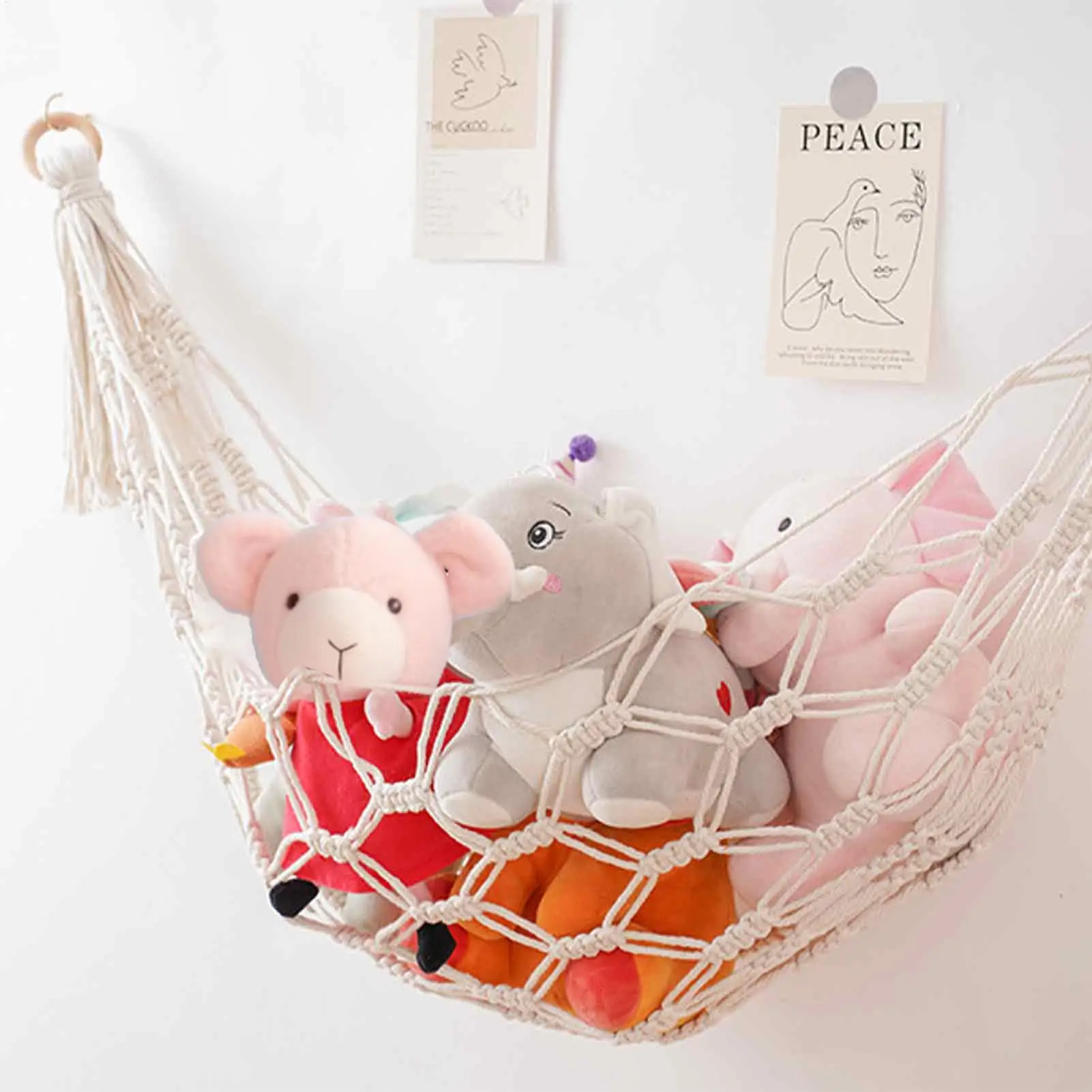 Hammock for Stuffed Animals Toy Net Wall-Mounted Corner Holder Organizer Storage for Playroom Nursery Dorm Bedroom Decor thumbnail 2