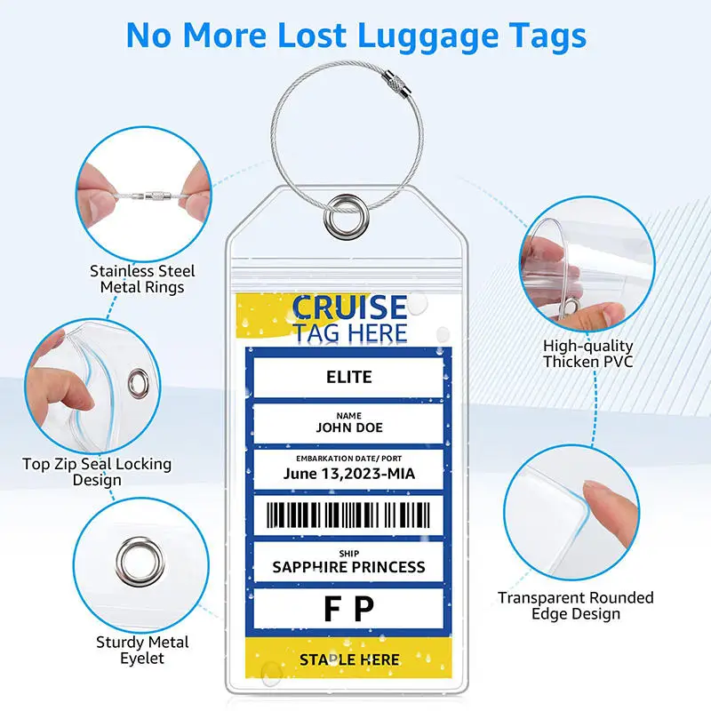 PVC Ship Ticket Card Sleeve Waterproof Cruise Luggage Tag Holders Durable Suitcase Label Holder Clear Cruise Tags Luggage Tags thumbnail 2