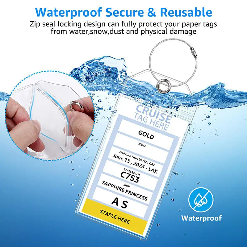 PVC Ship Ticket Card Sleeve Waterproof Cruise Luggage Tag Holders Durable Suitcase Label Holder Clear Cruise Tags Luggage Tags thumbnail 5