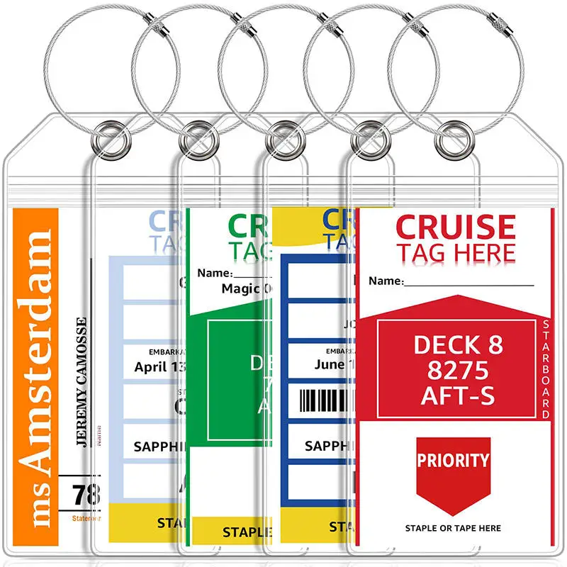 PVC Ship Ticket Card Sleeve Waterproof Cruise Luggage Tag Holders Durable Suitcase Label Holder Clear Cruise Tags Luggage Tags