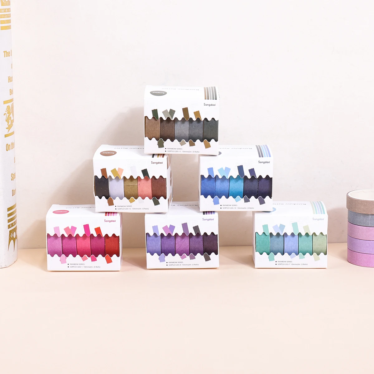 5 Rolls Colorful Slim Washi Tape Set 10mm(0.4 Inch) Wide 2m(2.2 Yards) Long Masking Tape For Journaling Scrapbooking Notebook thumbnail 5