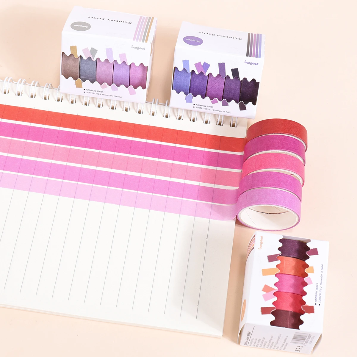 5 Rolls Colorful Slim Washi Tape Set 10mm(0.4 Inch) Wide 2m(2.2 Yards) Long Masking Tape For Journaling Scrapbooking Notebook thumbnail 4