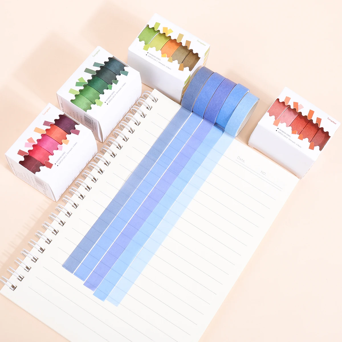 5 Rolls Colorful Slim Washi Tape Set 10mm(0.4 Inch) Wide 2m(2.2 Yards) Long Masking Tape For Journaling Scrapbooking Notebook thumbnail 3
