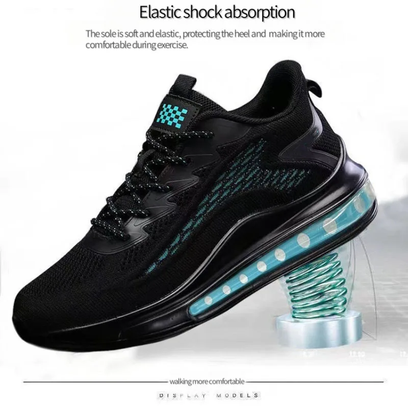 Large size men's shoes breathable lightweight sports shoes outdoor mesh black walking shoes trendy men's casual shoes running sh thumbnail 6