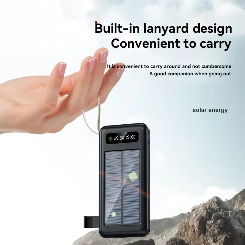 VIVO 500000mAh Solar Power Bank Large Capacity Mobile Power Fast Charging Battery With Dual USB 4 Cables For iPhone Samsung thumbnail 2