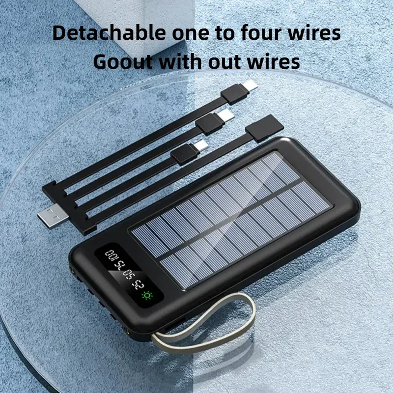 VIVO 500000mAh Solar Power Bank Large Capacity Mobile Power Fast Charging Battery With Dual USB 4 Cables For iPhone Samsung thumbnail 6