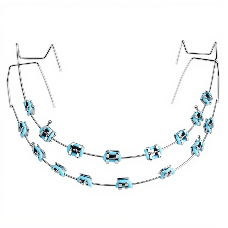 1 Pair Fashion Braces Colorful Temporary Tooth Decoration with Metal Wires Metal Bracket Orthodontic Ligature Ties High Quality