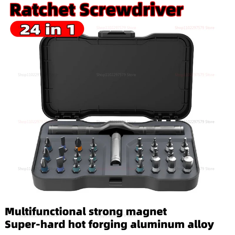 24 In 1 Ratchet Wrench Screwdriver Set Magnetic Bits Kit Multi-tool Hand Tools for Household DIY Repair, Precision Mechanic Tool thumbnail 2
