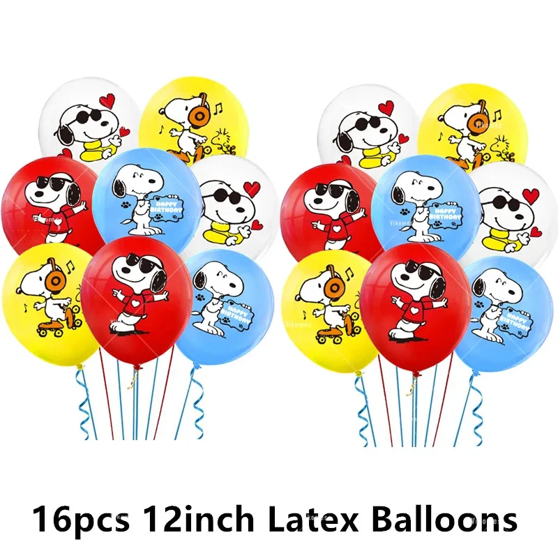 Snoopyed Balloon Cartoon Dog Happy Birthday Banner Party Decoration Pet Theme Cake Topper Supplies Disposable Tableware Backdrop thumbnail 6