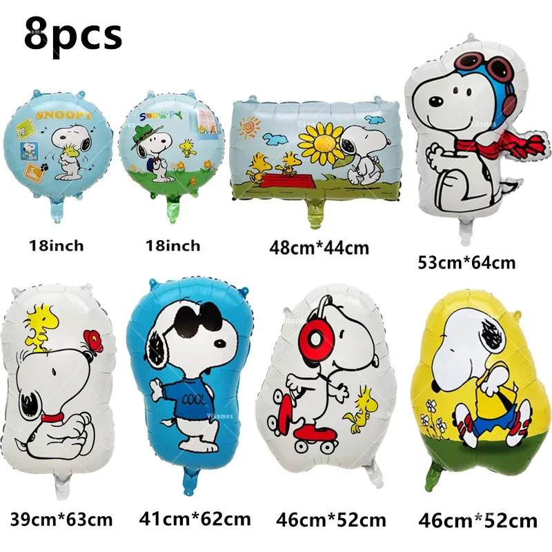 Snoopyed Balloon Cartoon Dog Happy Birthday Banner Party Decoration Pet Theme Cake Topper Supplies Disposable Tableware Backdrop thumbnail 5