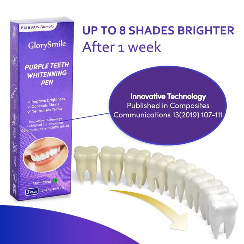 Magical Purple Teeth Whitening Pen Freshing Oral Deep Breath Cleaning Stain Removal Dentifrice Teeth Cleaning Essence Oral Care thumbnail 3