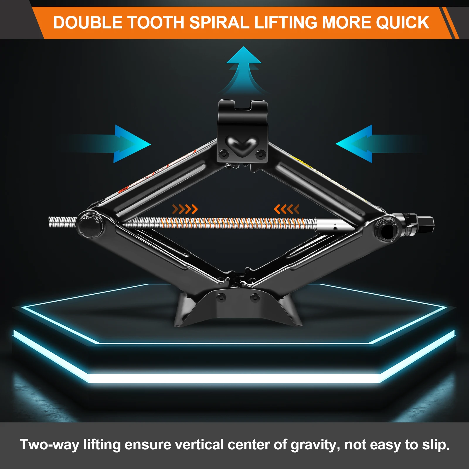 Scissor Rust Jack 2.0 Tonne, With Handle - Range 105 To 385 Mm, Losange Jack With Lever, For Changing Tyres, For Universal Use thumbnail 4