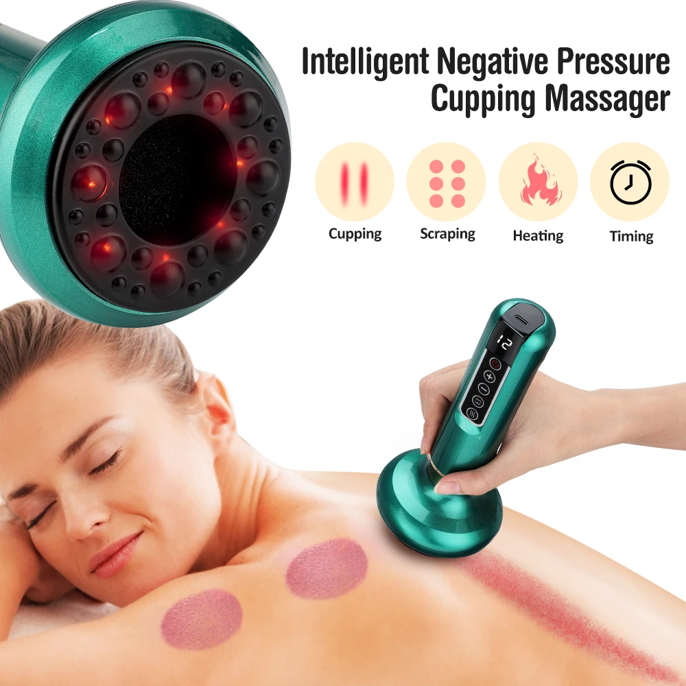 Electric Cupping Massager Vacuum Suction Cup GuaSha Anti Cellulite Beauty Health Scraping Infrared Heat Body Slimming Massage thumbnail 3