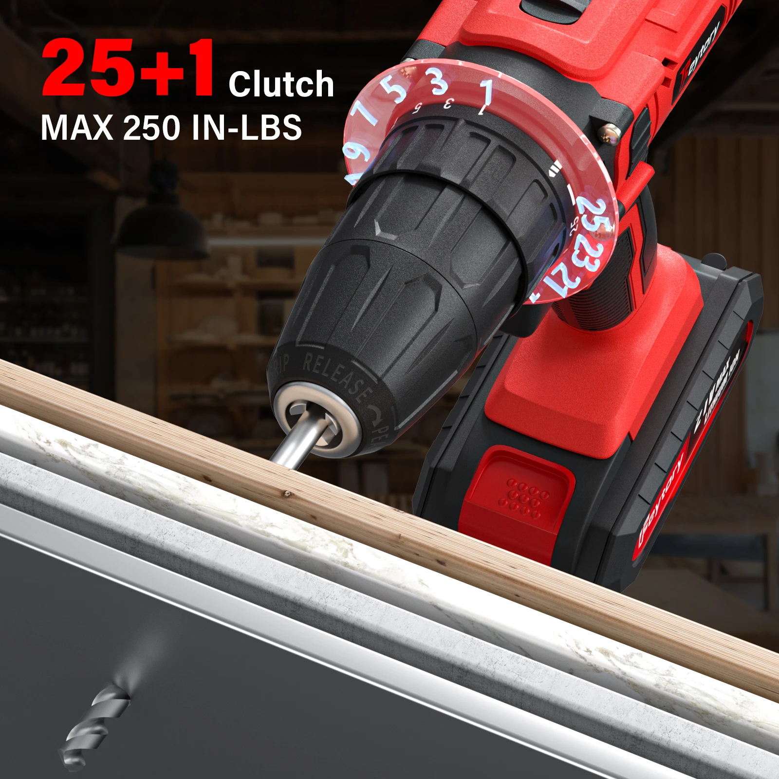 21V Cordless Drill,45Nm Electric Screwdriver Set with 29PCS Accessories, 2 Variable Speed for Home DIY Project Kit thumbnail 2